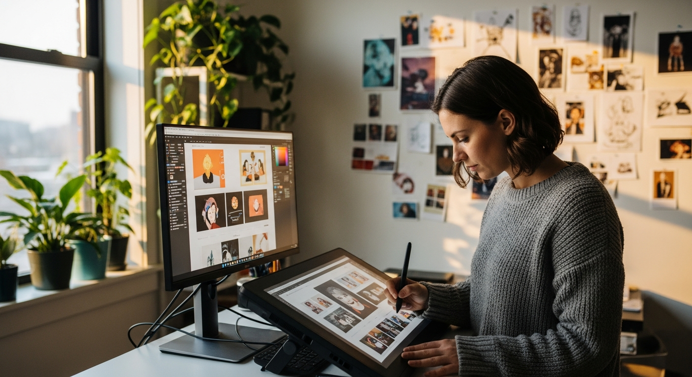 Side-by-side comparison of time tracking apps on a clean desk